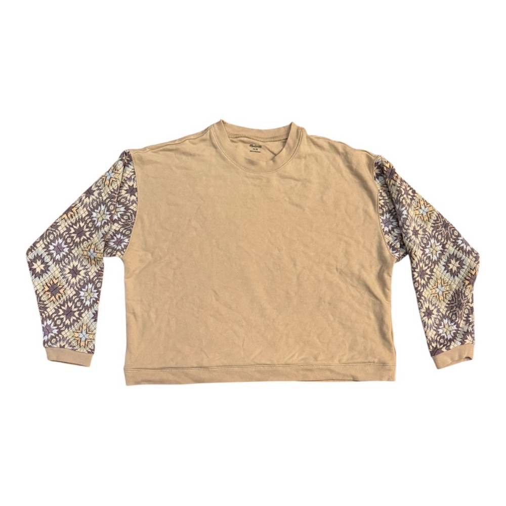 Madewell Quilted-Sleeve (Re)sourced Cotton Swing Sweatshirt Desert Dune Size Med